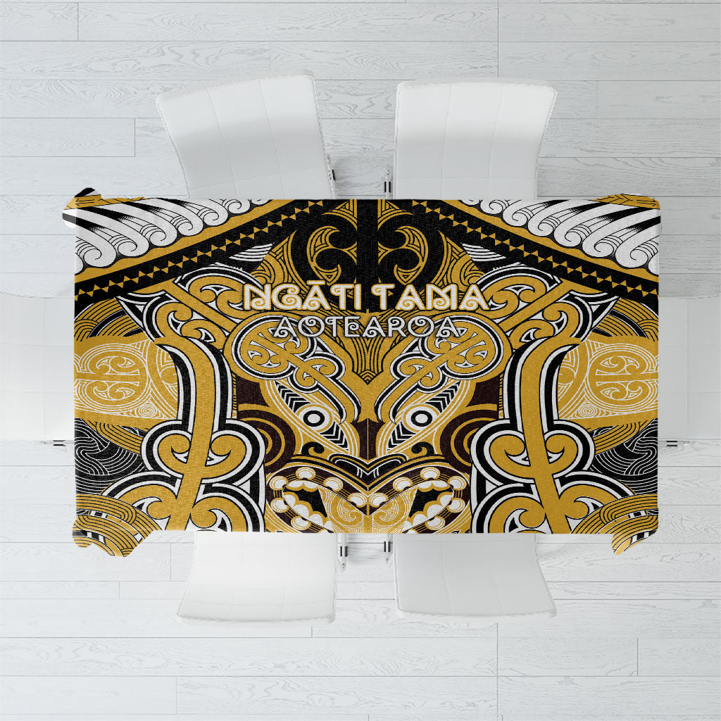 Aotearoa Iwi Ngati Tama Tablecloth Maori Kowhaiwhai Pattern LT19 Yellow - Polynesian Pride