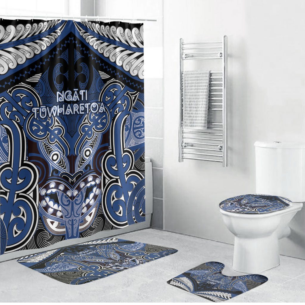 Aotearoa Iwi Ngati Tuwharetoa Bathroom Set Maori Kowhaiwhai Pattern LT19 Bathroom Set (4 pcs) Blue - Polynesian Pride