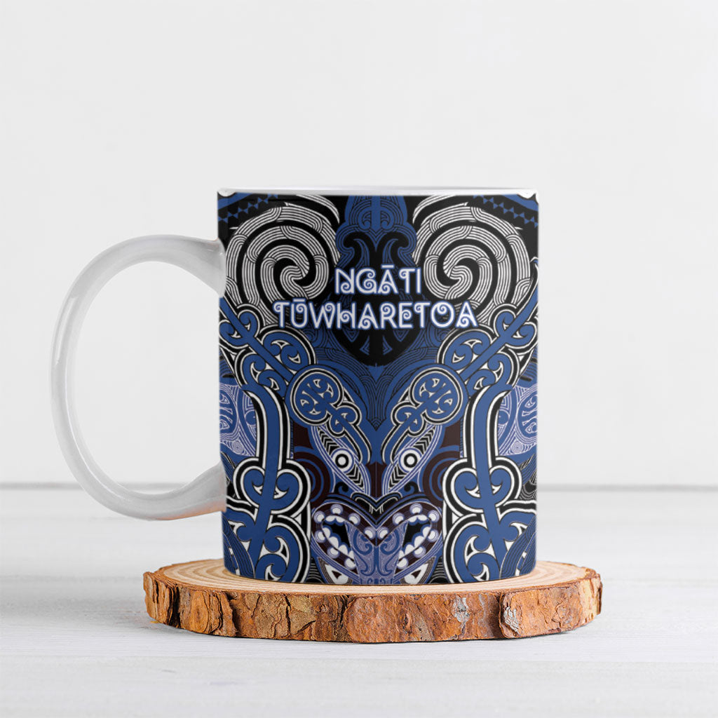 Aotearoa Iwi Ngati Tuwharetoa Personalised Ceramic Mug Maori Kowhaiwhai Pattern LT19 Blue - Polynesian Pride
