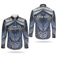 Aotearoa Iwi Ngati Tuwharetoa Personalised Couples Matching Long Sleeve Bodycon Dress and Long Sleeve Button Shirt Maori Kowhaiwhai Pattern