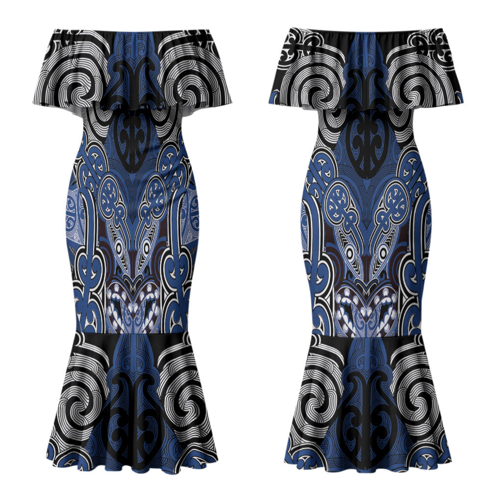 Aotearoa Iwi Ngati Tuwharetoa Personalised Couples Matching Mermaid Dress and Hawaiian Shirt Maori Kowhaiwhai Pattern