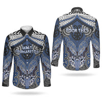 Aotearoa Iwi Ngati Tuwharetoa Personalised Couples Matching Short Sleeve Bodycon Dress and Long Sleeve Button Shirt Maori Kowhaiwhai Pattern