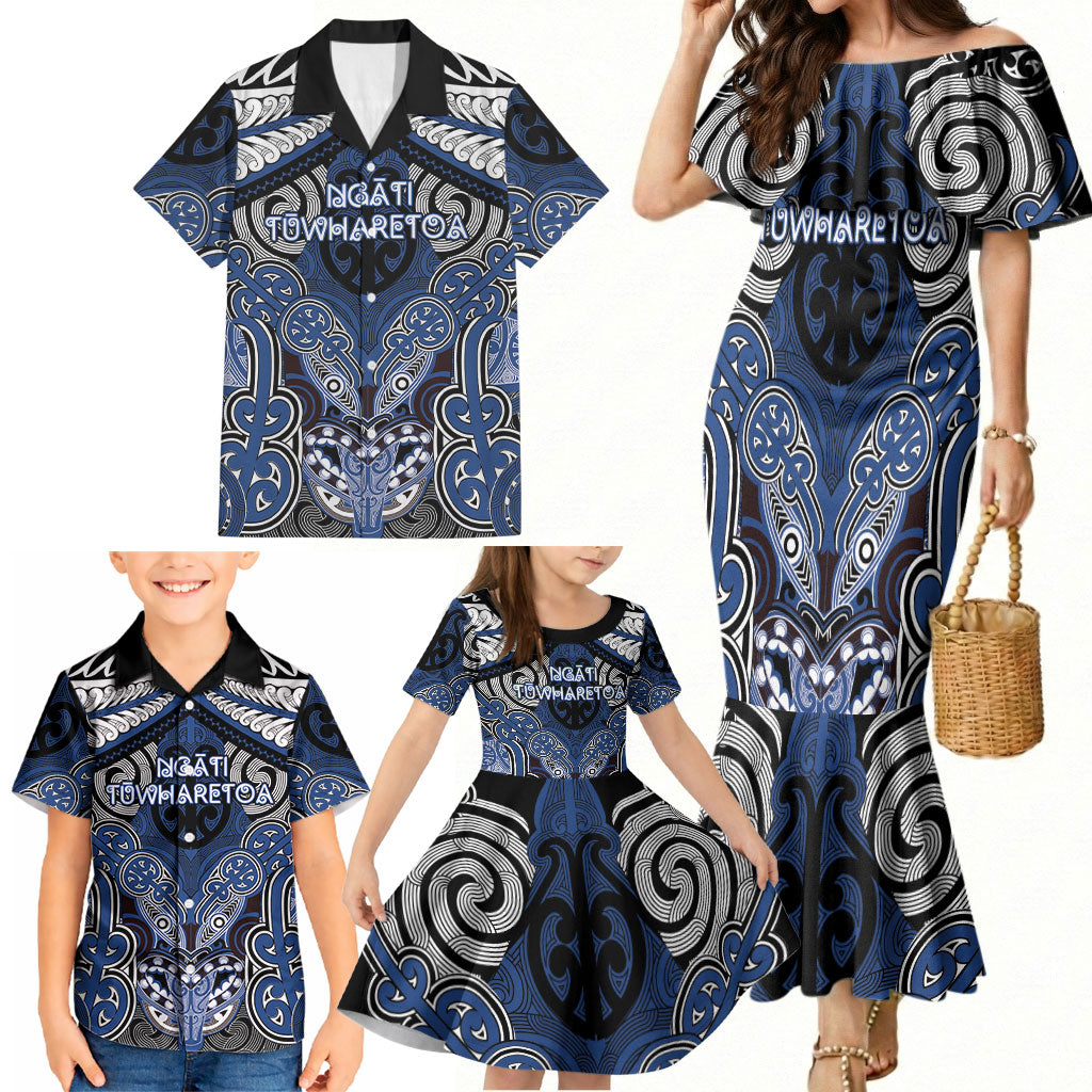 Aotearoa Iwi Ngati Tuwharetoa Personalised Family Matching Mermaid Dress and Hawaiian Shirt Maori Kowhaiwhai Pattern LT19 - Polynesian Pride
