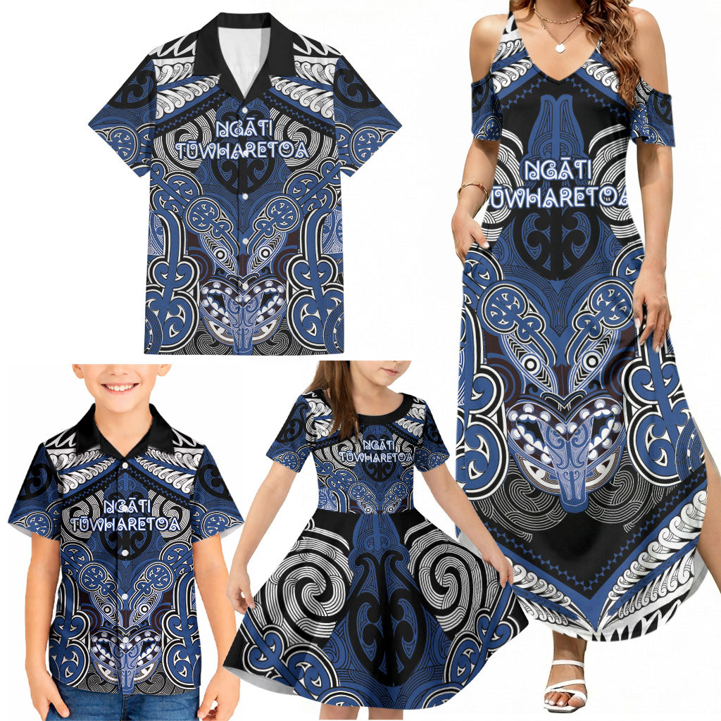 Aotearoa Iwi Ngati Tuwharetoa Personalised Family Matching Summer Maxi Dress and Hawaiian Shirt Maori Kowhaiwhai Pattern LT19 - Polynesian Pride