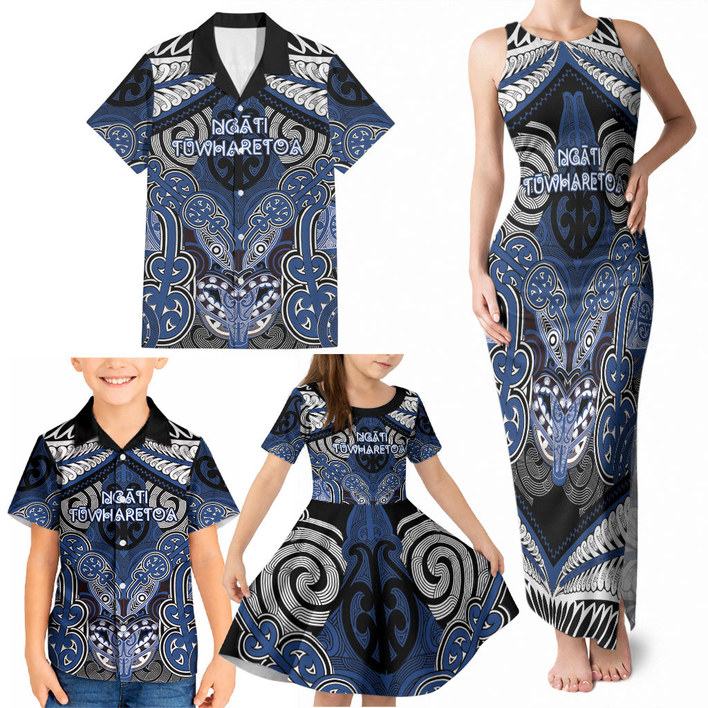 Aotearoa Iwi Ngati Tuwharetoa Personalised Family Matching Tank Maxi Dress and Hawaiian Shirt Maori Kowhaiwhai Pattern LT19 - Polynesian Pride