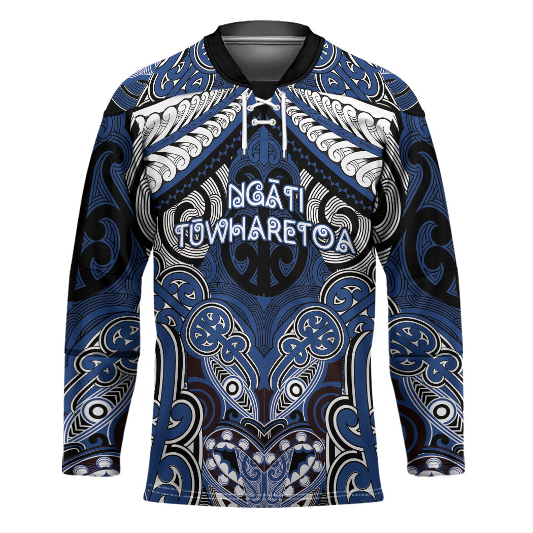 Aotearoa Iwi Ngati Tuwharetoa Personalised Hockey Jersey Maori Kowhaiwhai Pattern LT19 Unisex Blue - Polynesian Pride