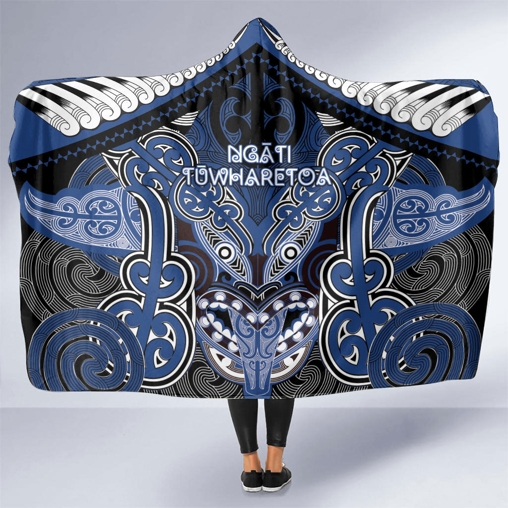 Aotearoa Iwi Ngati Tuwharetoa Hooded Blanket Maori Kowhaiwhai Pattern LT19 One Size Blue - Polynesian Pride