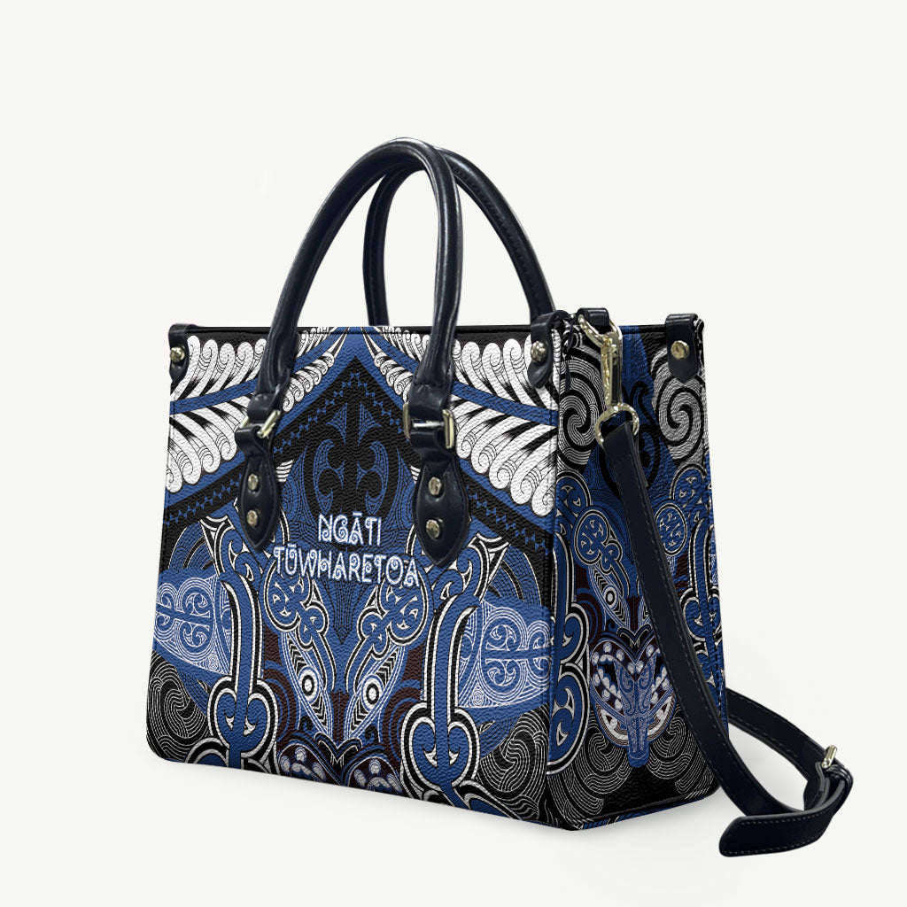 Aotearoa Iwi Ngati Tuwharetoa Leather Bag Maori Kowhaiwhai Pattern LT19 Blue - Polynesian Pride