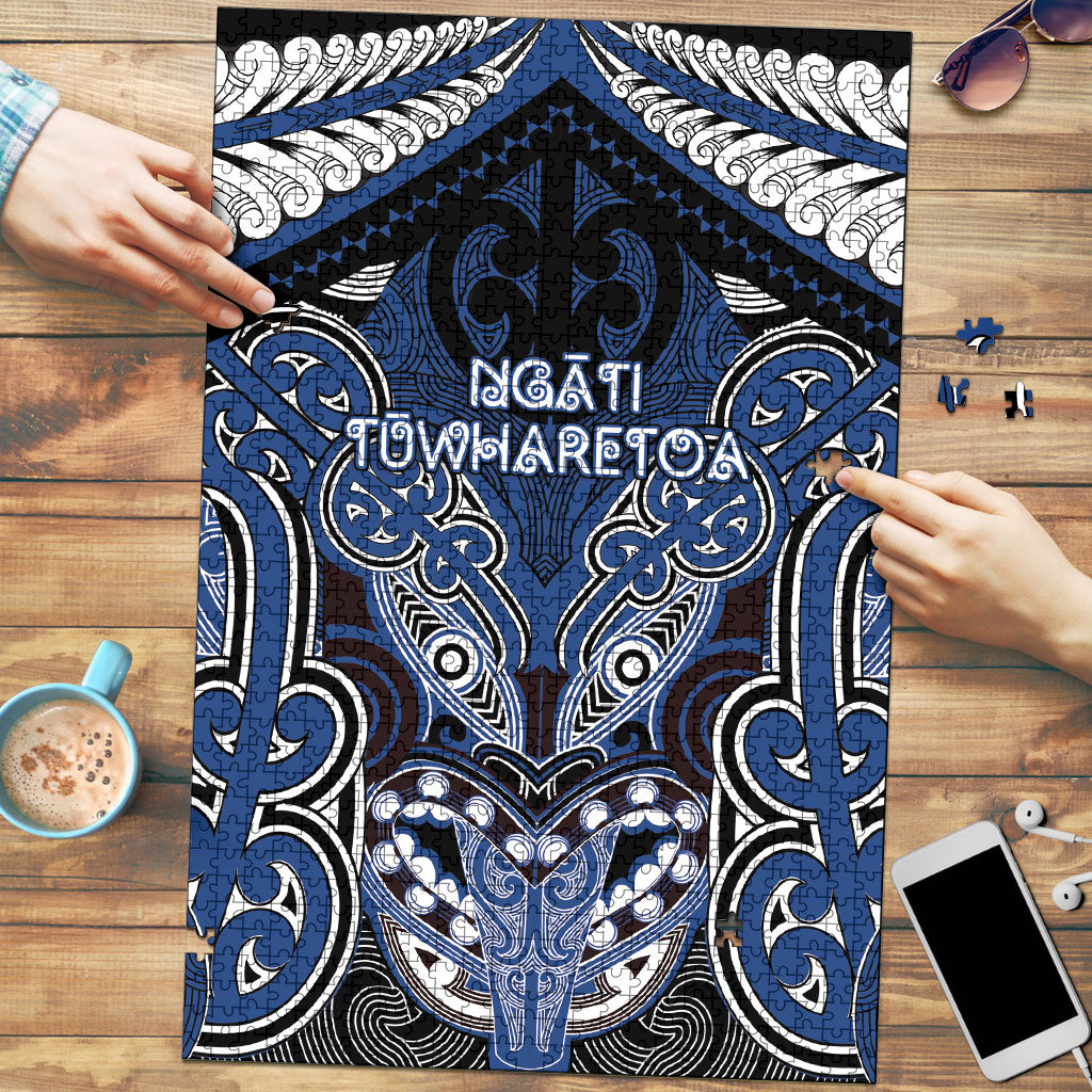 Aotearoa Iwi Ngati Tuwharetoa Puzzle Maori Kowhaiwhai Pattern LT19 Blue - Polynesian Pride