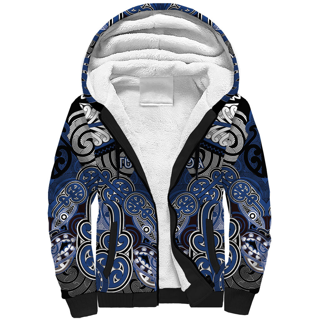 Aotearoa Iwi Ngati Tuwharetoa Personalised Sherpa Hoodie Maori Kowhaiwhai Pattern LT19 Unisex Blue - Polynesian Pride