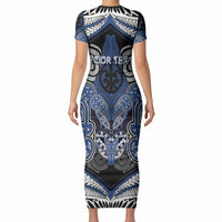 Aotearoa Iwi Ngati Tuwharetoa Personalised Short Sleeve Bodycon Dress Maori Kowhaiwhai Pattern