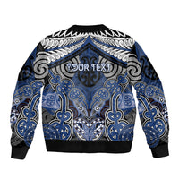 Aotearoa Iwi Ngati Tuwharetoa Personalised Sleeve Zip Bomber Jacket Maori Kowhaiwhai Pattern