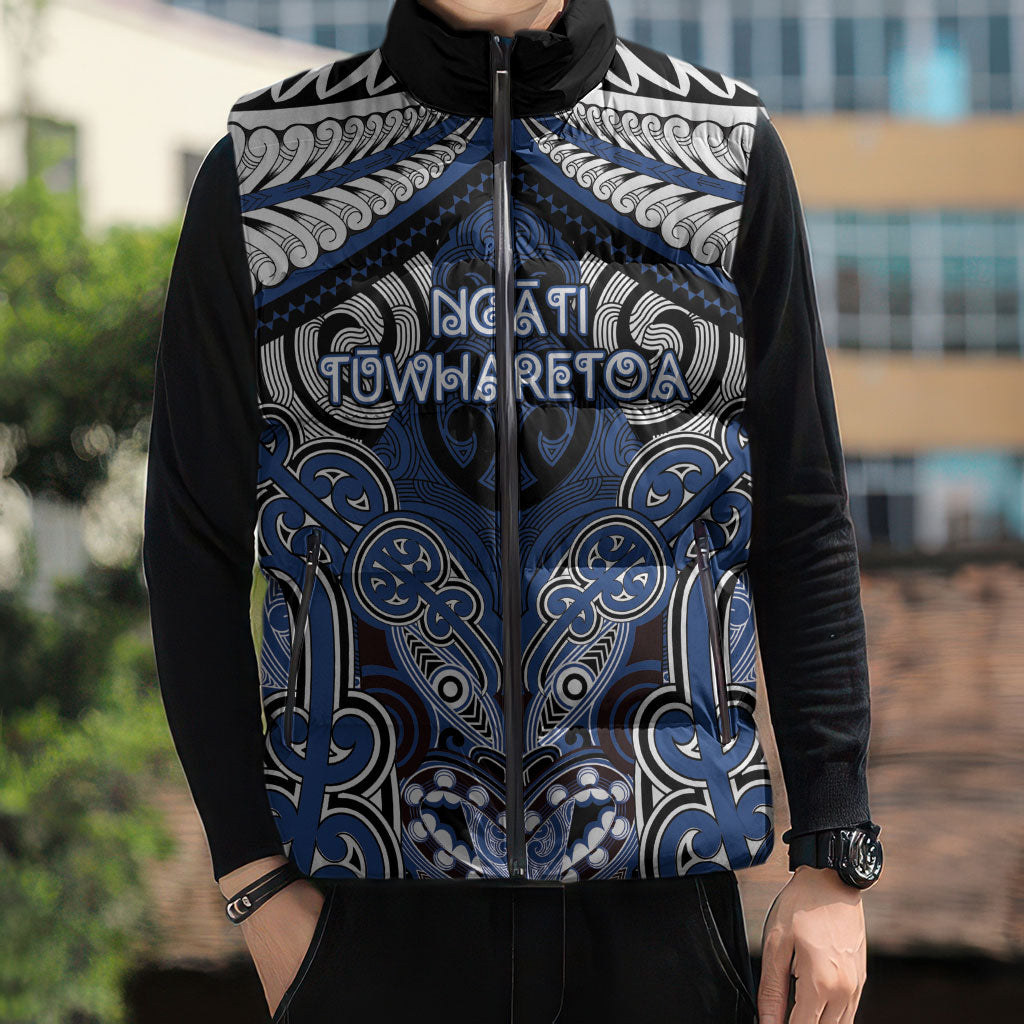 Aotearoa Iwi Ngati Tuwharetoa Personalised Sleeveless Puffer Jacket Maori Kowhaiwhai Pattern