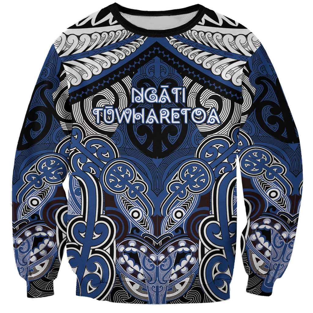 Aotearoa Iwi Ngati Tuwharetoa Personalised Sweatshirt Maori Kowhaiwhai Pattern LT19 Unisex Blue - Polynesian Pride