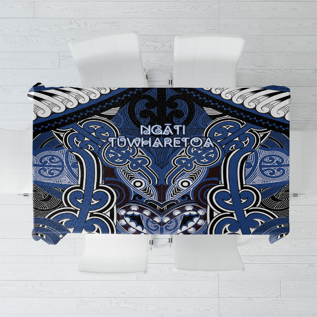 Aotearoa Iwi Ngati Tuwharetoa Tablecloth Maori Kowhaiwhai Pattern LT19 Blue - Polynesian Pride