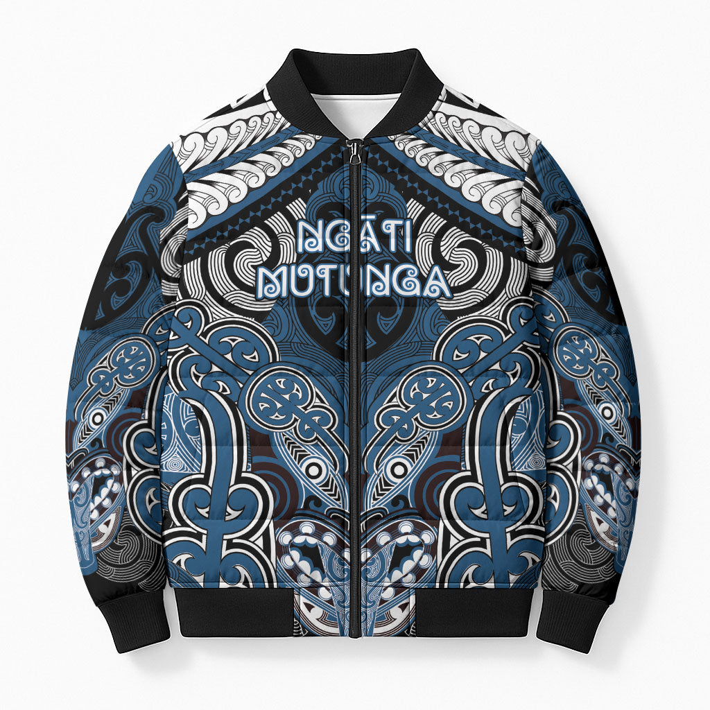Aotearoa Iwi Ngati Mutunga Personalised Bomber Puffer Jacket Maori Kowhaiwhai Pattern