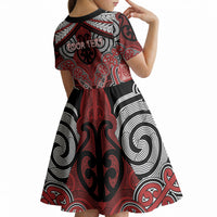 Aotearoa Iwi Te Ati Awa Personalised Kid Short Sleeve Dress Maori Kowhaiwhai Pattern