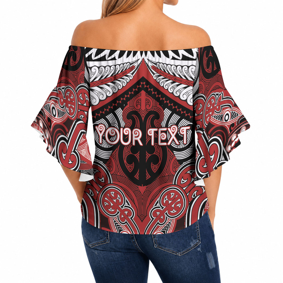 Aotearoa Iwi Te Ati Awa Personalised Off Shoulder Wrap Waist Top Maori Kowhaiwhai Pattern