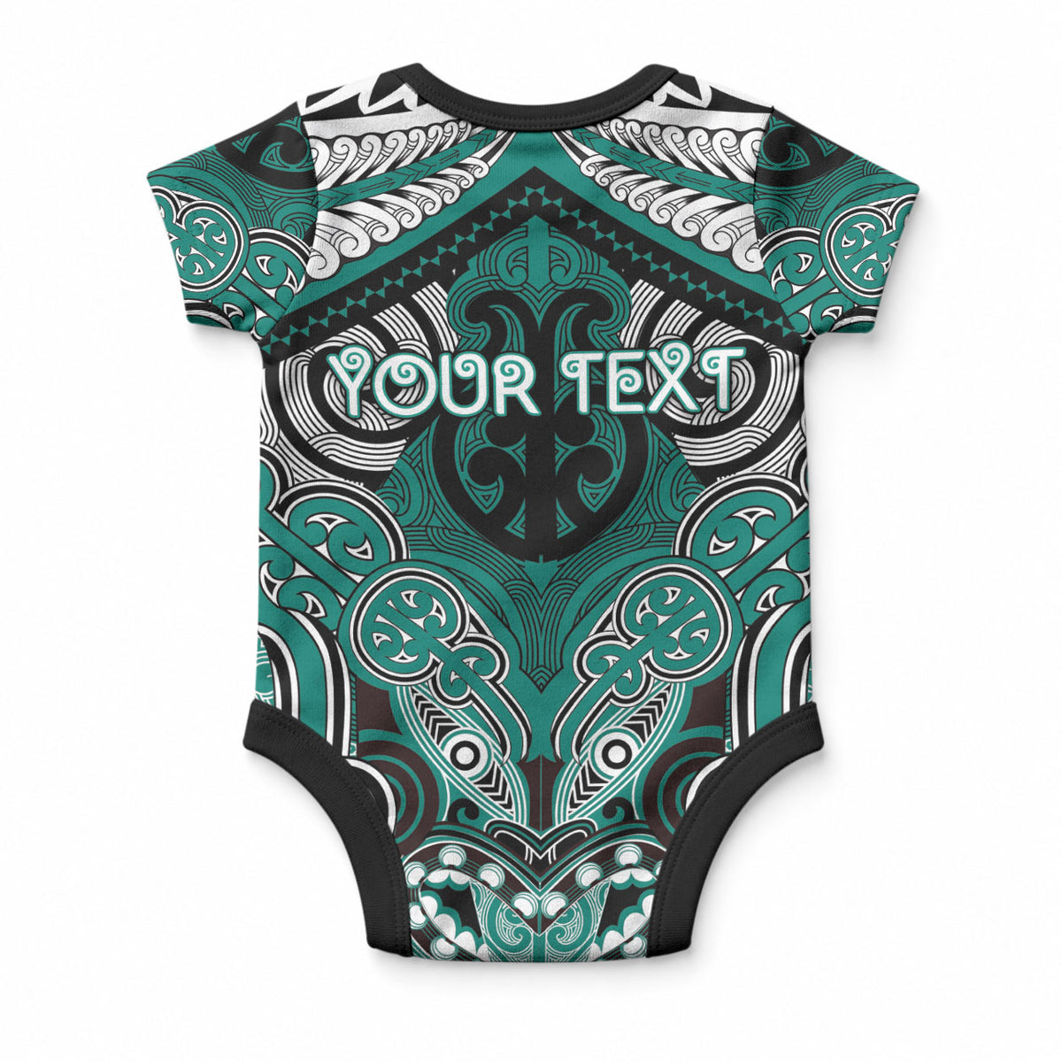 Aotearoa Iwi Ngati Maru Personalised Baby Onesie Maori Kowhaiwhai Pattern