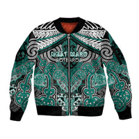 Aotearoa Iwi Ngati Maru Personalised Sleeve Zip Bomber Jacket Maori Kowhaiwhai Pattern