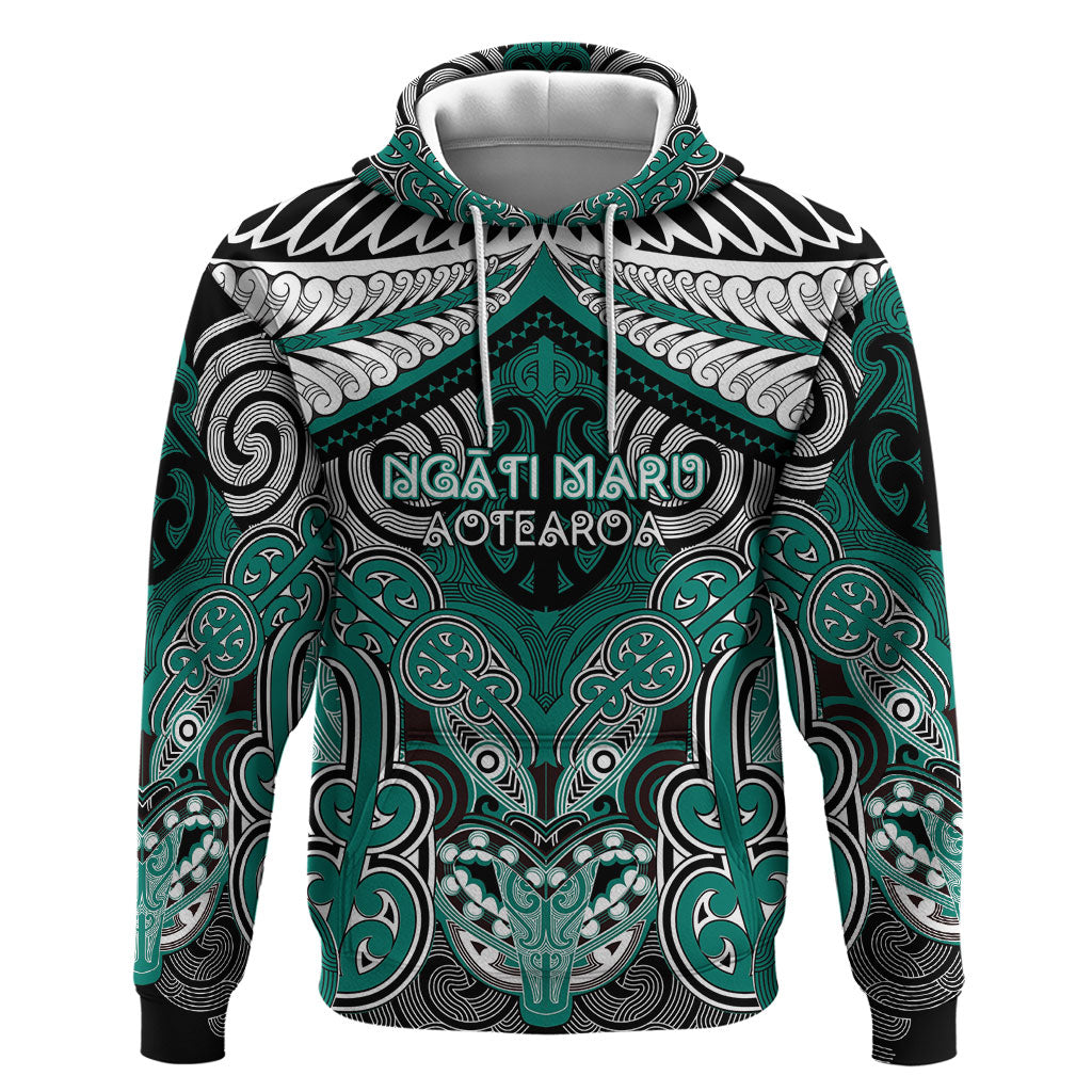 Aotearoa Iwi Ngati Maru Personalised Zip Hoodie Maori Kowhaiwhai Pattern