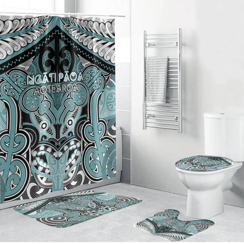 Aotearoa Iwi Ngati Paoa Bathroom Set Maori Kowhaiwhai Pattern LT19 Bathroom Set (4 pcs) Turquoise - Polynesian Pride