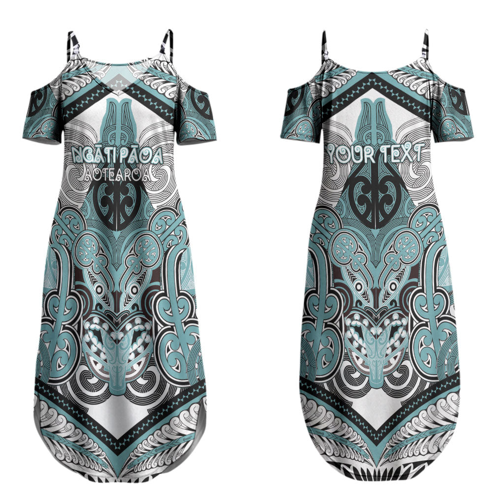 Aotearoa Iwi Ngati Paoa Personalised Couples Matching Summer Maxi Dress and Hawaiian Shirt Maori Kowhaiwhai Pattern