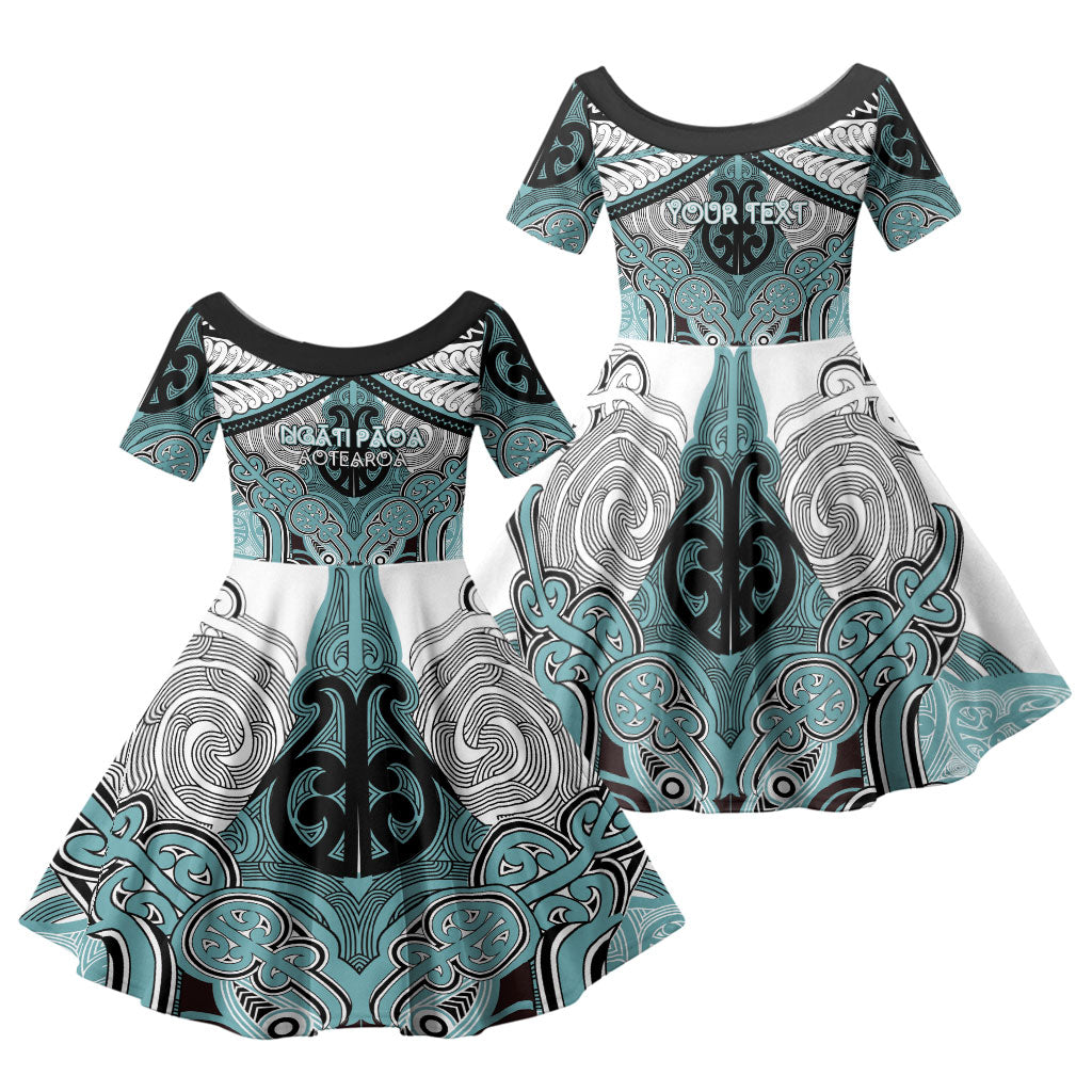 Aotearoa Iwi Ngati Paoa Personalised Family Matching Puletasi and Hawaiian Shirt Maori Kowhaiwhai Pattern