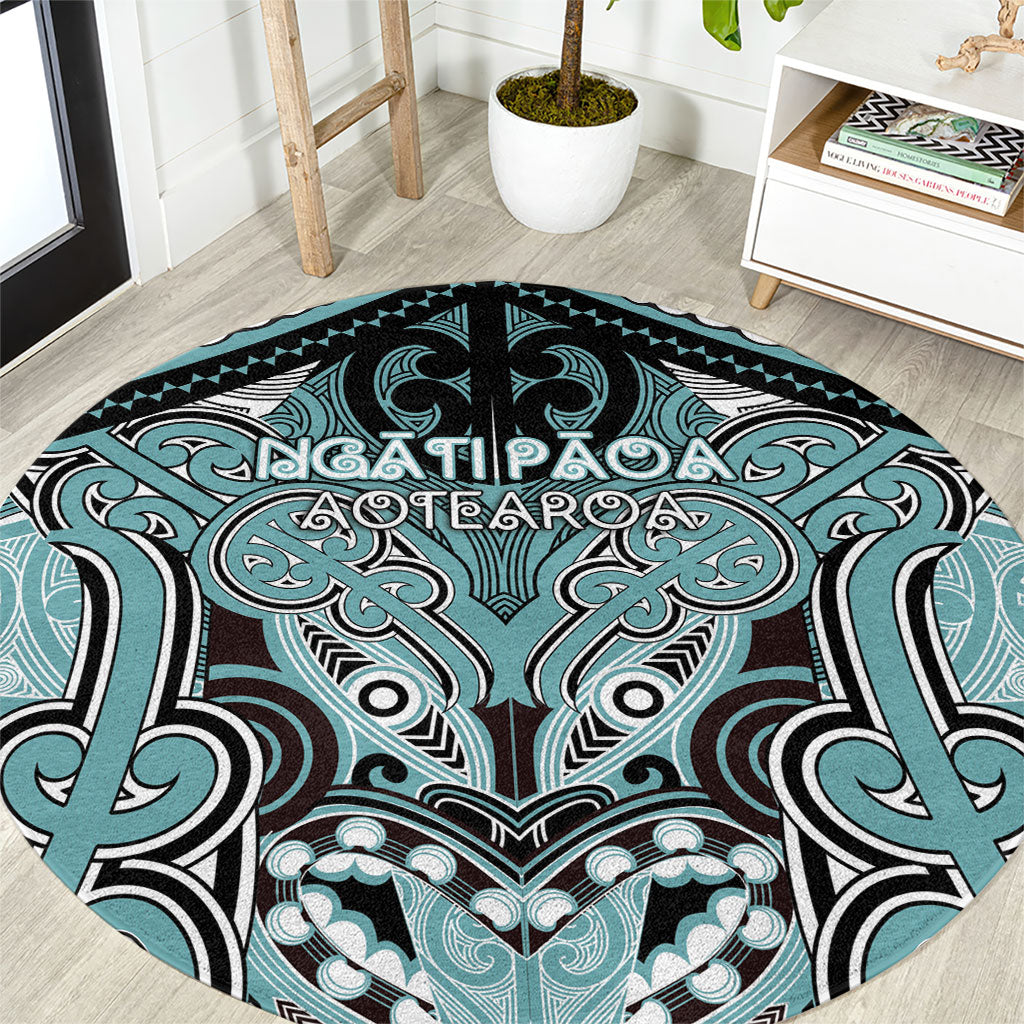 Aotearoa Iwi Ngati Paoa Round Carpet Maori Kowhaiwhai Pattern