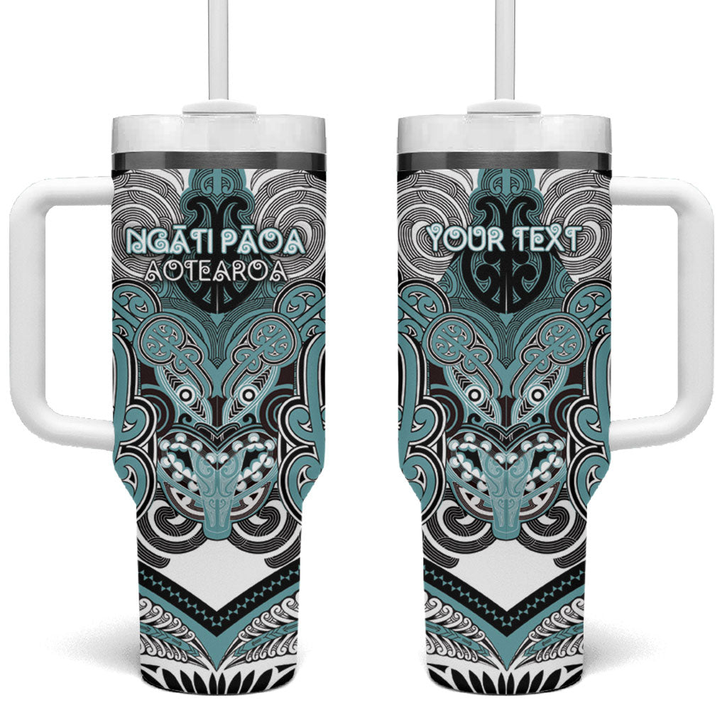 Aotearoa Iwi Ngati Paoa Personalised Tumbler With Handle Maori Kowhaiwhai Pattern