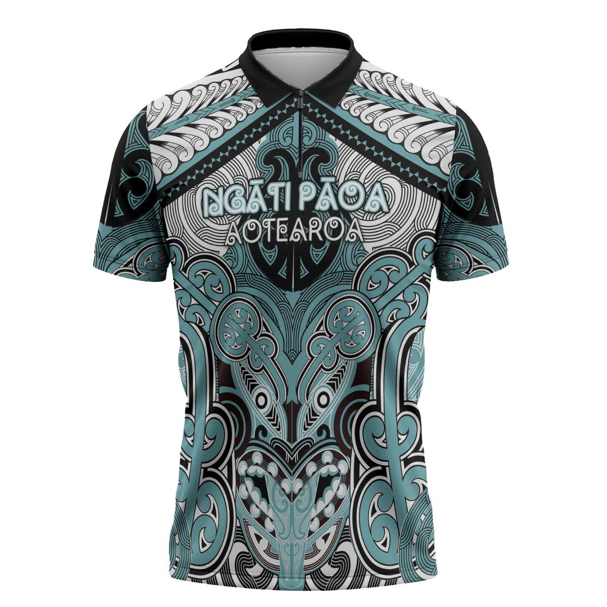 Aotearoa Iwi Ngati Paoa Personalised Zipper Polo Shirt Maori Kowhaiwhai Pattern