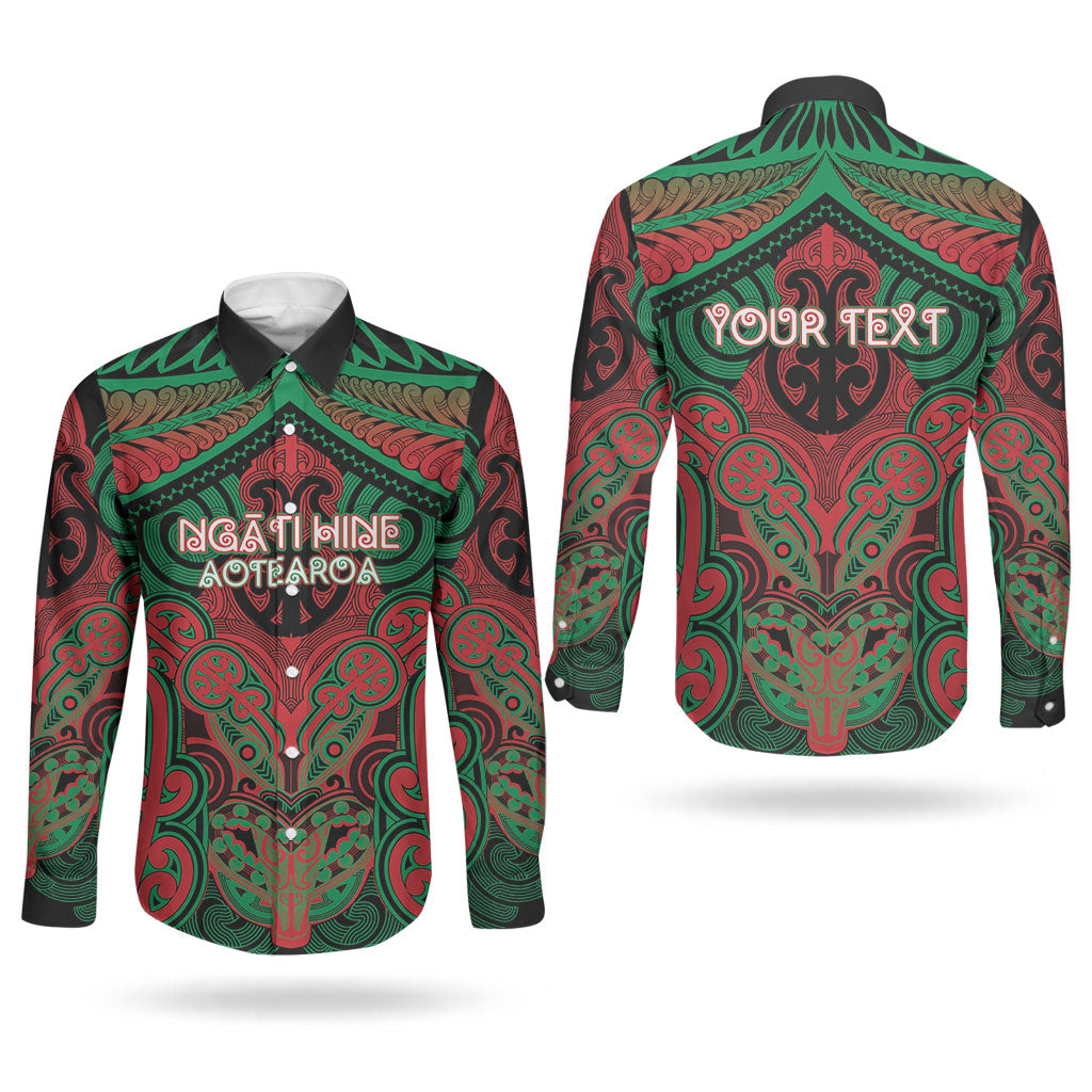 Aotearoa Iwi Ngati Hine Personalised Couples Matching Puletasi and Long Sleeve Button Shirt Maori Kowhaiwhai Pattern