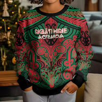 Aotearoa Iwi Ngati Hine Personalised Kid Ugly Christmas Sweater Maori Kowhaiwhai Pattern