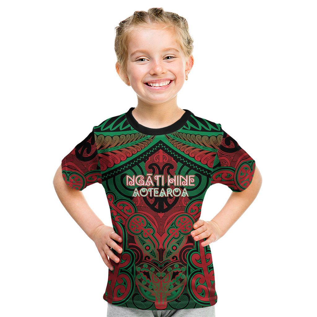 Aotearoa Iwi Ngati Hine Personalised Kid T Shirt Maori Kowhaiwhai Pattern