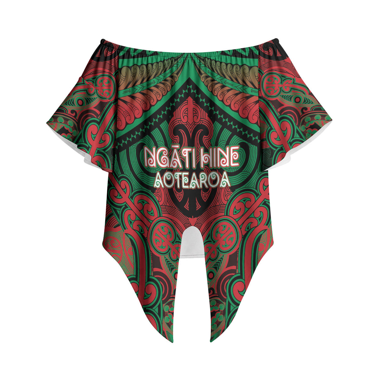 Aotearoa Iwi Ngati Hine Personalised Off Shoulder Wrap Waist Top Maori Kowhaiwhai Pattern