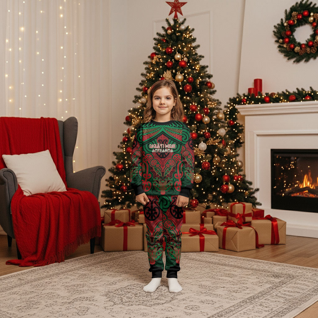 Aotearoa Iwi Ngati Hine Personalised Christmas Pajama Set Maori Kowhaiwhai Pattern