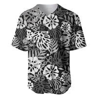 Black Aloha Hawaiian Baseball Jersey Monstera Hibiscus Tropical Pattern LT19 Black - Polynesian Pride