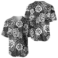 Black Aloha Hawaiian Baseball Jersey Monstera Hibiscus Tropical Pattern LT19 - Polynesian Pride
