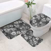 Black Aloha Hawaiian Bathroom Set Monstera Hibiscus Tropical Pattern LT19 - Polynesian Pride