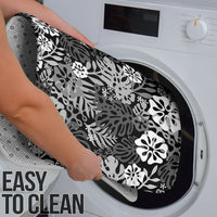 Black Aloha Hawaiian Bathroom Set Monstera Hibiscus Tropical Pattern LT19 - Polynesian Pride