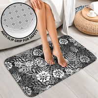 Black Aloha Hawaiian Bathroom Set Monstera Hibiscus Tropical Pattern LT19 - Polynesian Pride