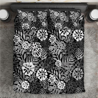 Black Aloha Hawaiian Bedding Set Monstera Hibiscus Tropical Pattern LT19 Black - Polynesian Pride