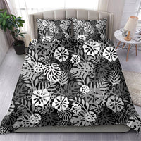 Black Aloha Hawaiian Bedding Set Monstera Hibiscus Tropical Pattern LT19 - Polynesian Pride