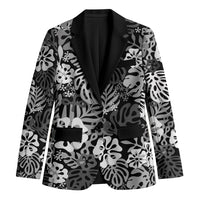Black Aloha Hawaiian Blazer Monstera Hibiscus Tropical Pattern LT19 Unisex Black - Polynesian Pride