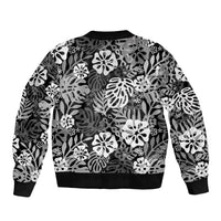 Black Aloha Hawaiian Bomber Jacket Monstera Hibiscus Tropical Pattern LT19 - Polynesian Pride