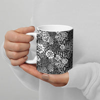 Black Aloha Hawaiian Ceramic Mug Monstera Hibiscus Tropical Pattern LT19 - Polynesian Pride
