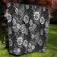 Black Aloha Hawaiian Quilt Monstera Hibiscus Tropical Pattern LT19 - Polynesian Pride