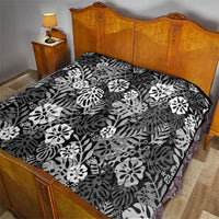 Black Aloha Hawaiian Quilt Monstera Hibiscus Tropical Pattern LT19 - Polynesian Pride