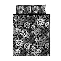 Black Aloha Hawaiian Quilt Bed Set Monstera Hibiscus Tropical Pattern LT19 - Polynesian Pride