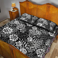 Black Aloha Hawaiian Quilt Bed Set Monstera Hibiscus Tropical Pattern LT19 - Polynesian Pride